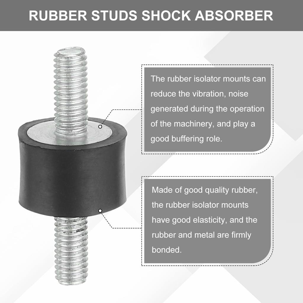 PATIKIL 4pcs 10x15mm Rubber Stud Shock Absorber M6 Rubber Insulation Mount Cylindrical Anti Vibration