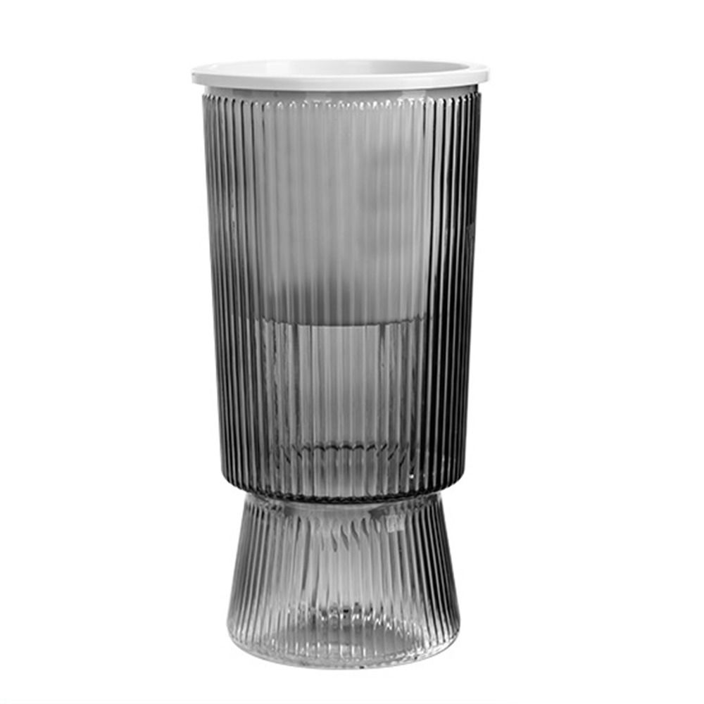 

Transparent Vase Self-absorbing Flower Pots Plastic Hydroponic Special Flower Pots Desktop 24x12cm серый