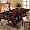 Coroa de Flores Dia da Independência Toalha de Mesa Retangular à Prova d'Água Flor Vermelha Azul Estrela Bandeira dos EUA Capa de Mesa para Jantar Cozinha