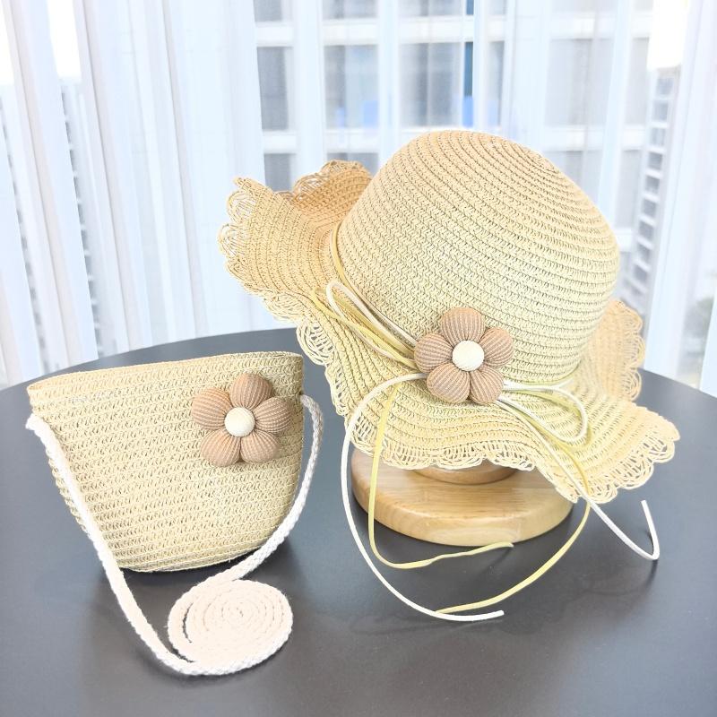 Sun hat + handbag set (2-piece) - Suitable for little girls' outdoor fisherman hats. straw hat sombreros de mujer