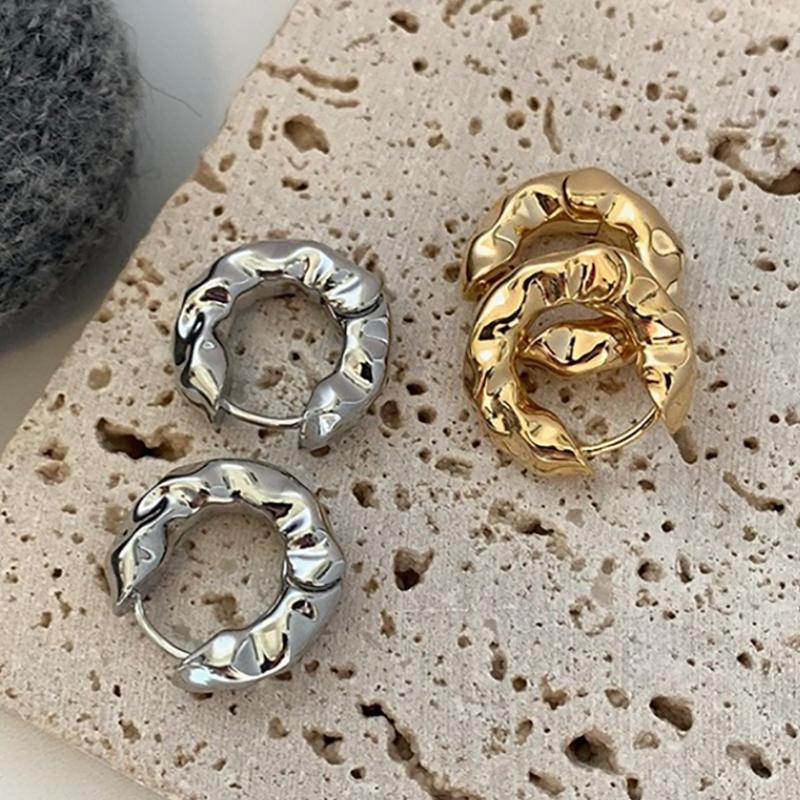 foxanry Irregular Fold Earrings For Women Girls Minimalist Personality Trendy Wedding Party Bride Jewelry Accessories Gifts