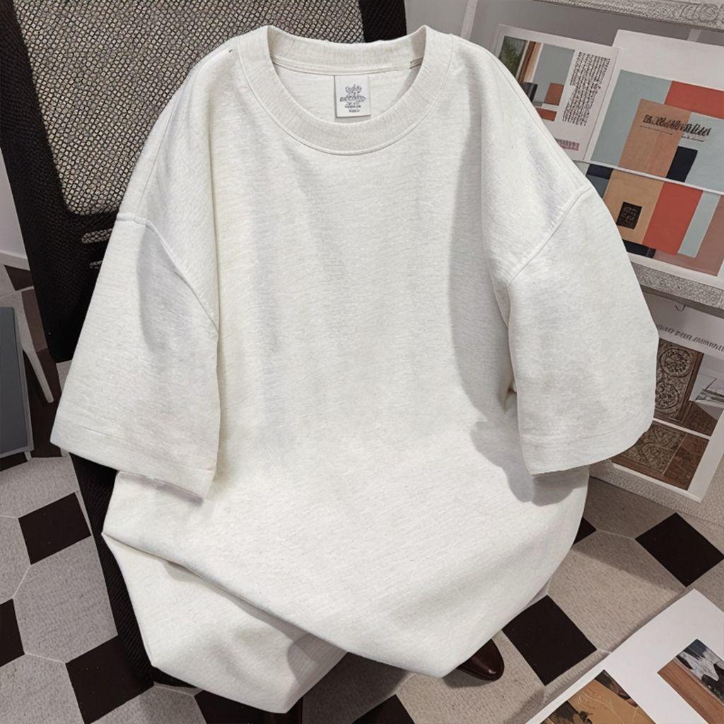 Pure Cotton American Casual Solid Color Pink Short-sleeved Short-sleeved T-shirt Summer Men's and Women's Couple Tops