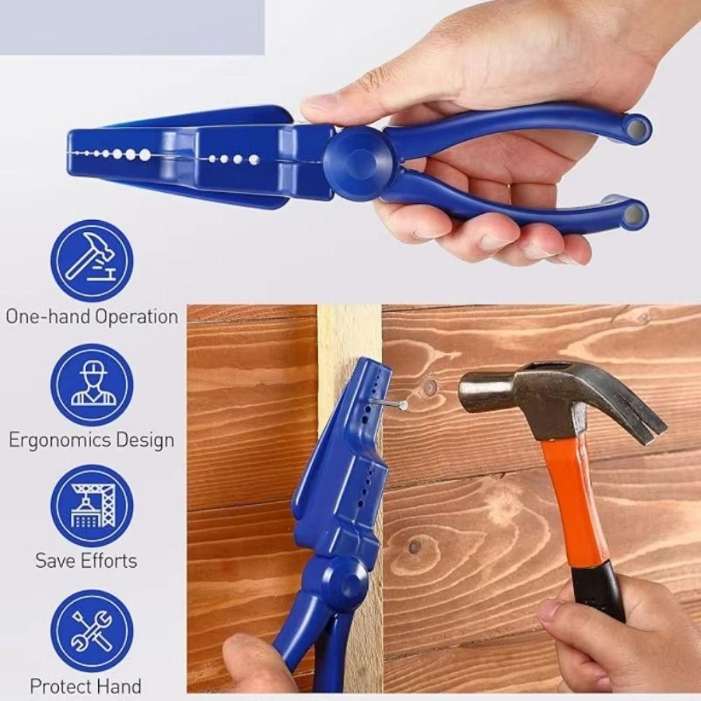 Plastic Sliding Joint Nail Holding Pliers Anti-Slip Nailing Auxiliary Clamp Hammering Nails