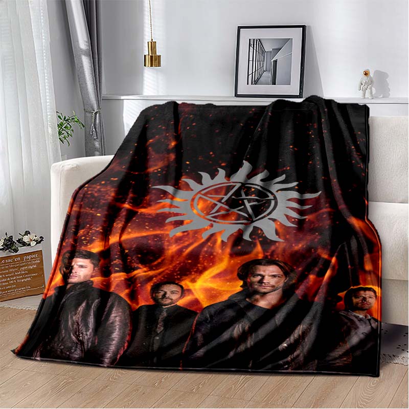 2026 New Supernatural Dean Sam Printed Blanket flannel Sofa Bed Cover for Four Seasons Comfortable Sleep Portable Warm Blanket