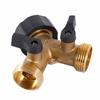 2-Way 3/4" Brass Y-Splitter – Double Tap with Anti-Drip Valves for Garden