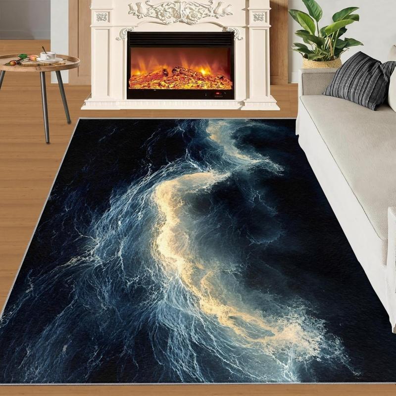 Nature Woman Face Area Rug Abstract Forest Art Print Carpet Non-Slip Indoor Floor Mat for Living Room Bedroom Office