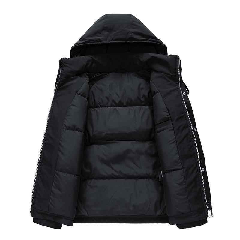 Men's Winter White Duck Down Jacket - Trendy, Loose Fit, Multi-Pocket Workwear Style