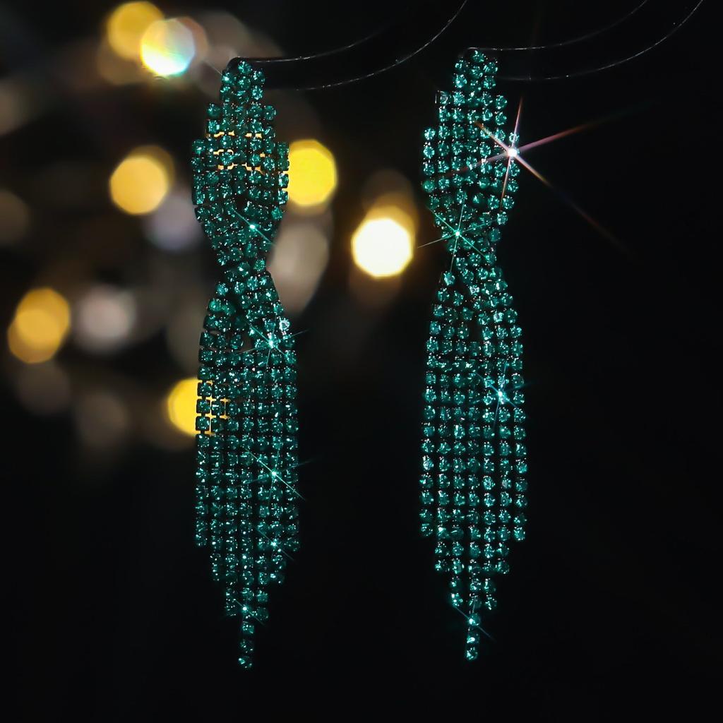 Classic Vintage Green Long Fringed Earrings