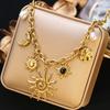 EILIECK 316L Stainless Steel Sun Heart Flower Pendant Necklace 18K Gold Plated Accessories Charm Handmade Jewelry For Women Girl