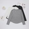 Polka Dot Long-Sleeve Round-Neck Women's Slim Fit Casual Top for Autumn/Winter.