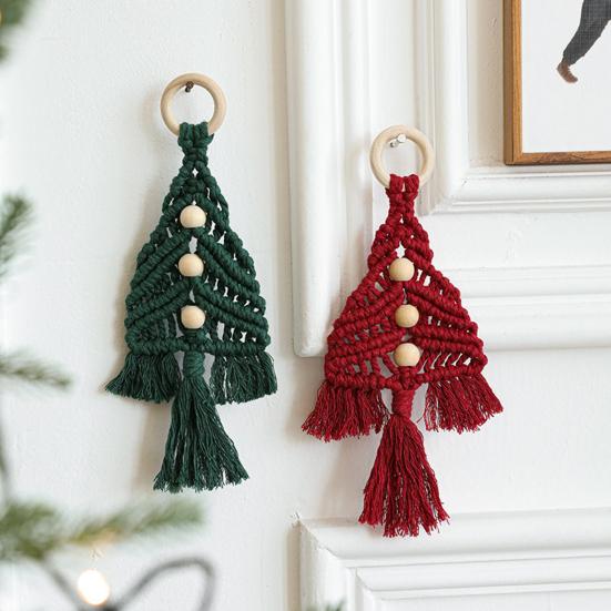 1/3Pcs Christmas Pendant with Golden Bells Colorful Rope Hand-Woven Christmas Tree Shape Seasonal Pendant Holiday Decoration