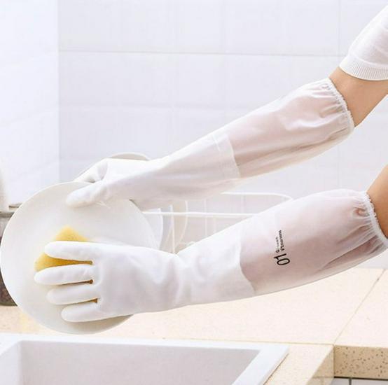 Thickened Non-Slip Waterproof Latex Dishwashing Gloves for Household Cleaning and Laundry