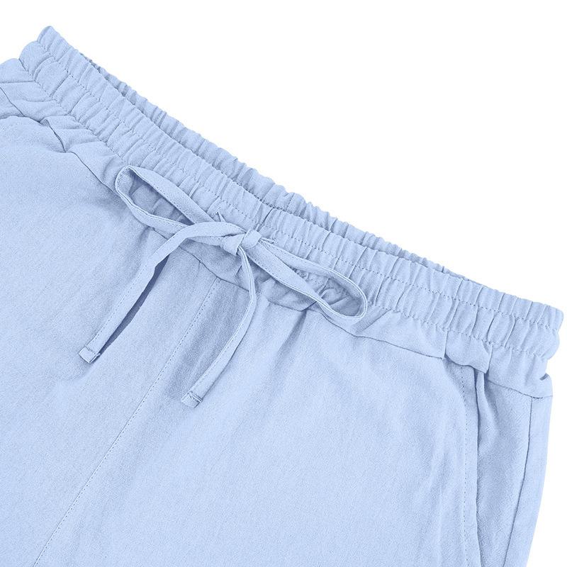 Summer Men's Shorts Linen Thin Section Beach Casual Loose Five Shorts Male