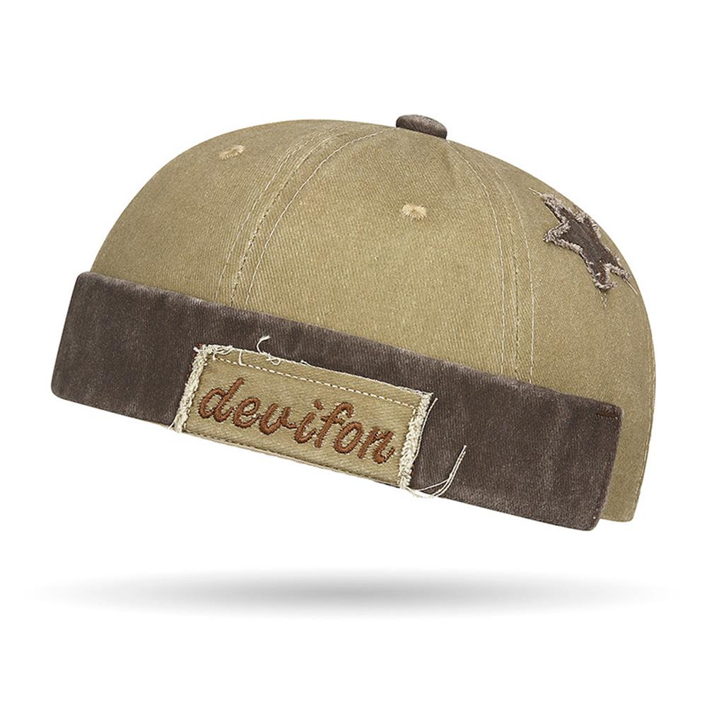 Retro Wash Denim Brimless Caps for Men Streetwear Hip Hop Hats Letter Star Embroidery Beanie Docker Caps Adjustable Dome Hats