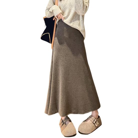 Maxi Skirt High Waist Solid Color Breathable Comfortable Large Hem Design Long Skirt Fashion Accessories