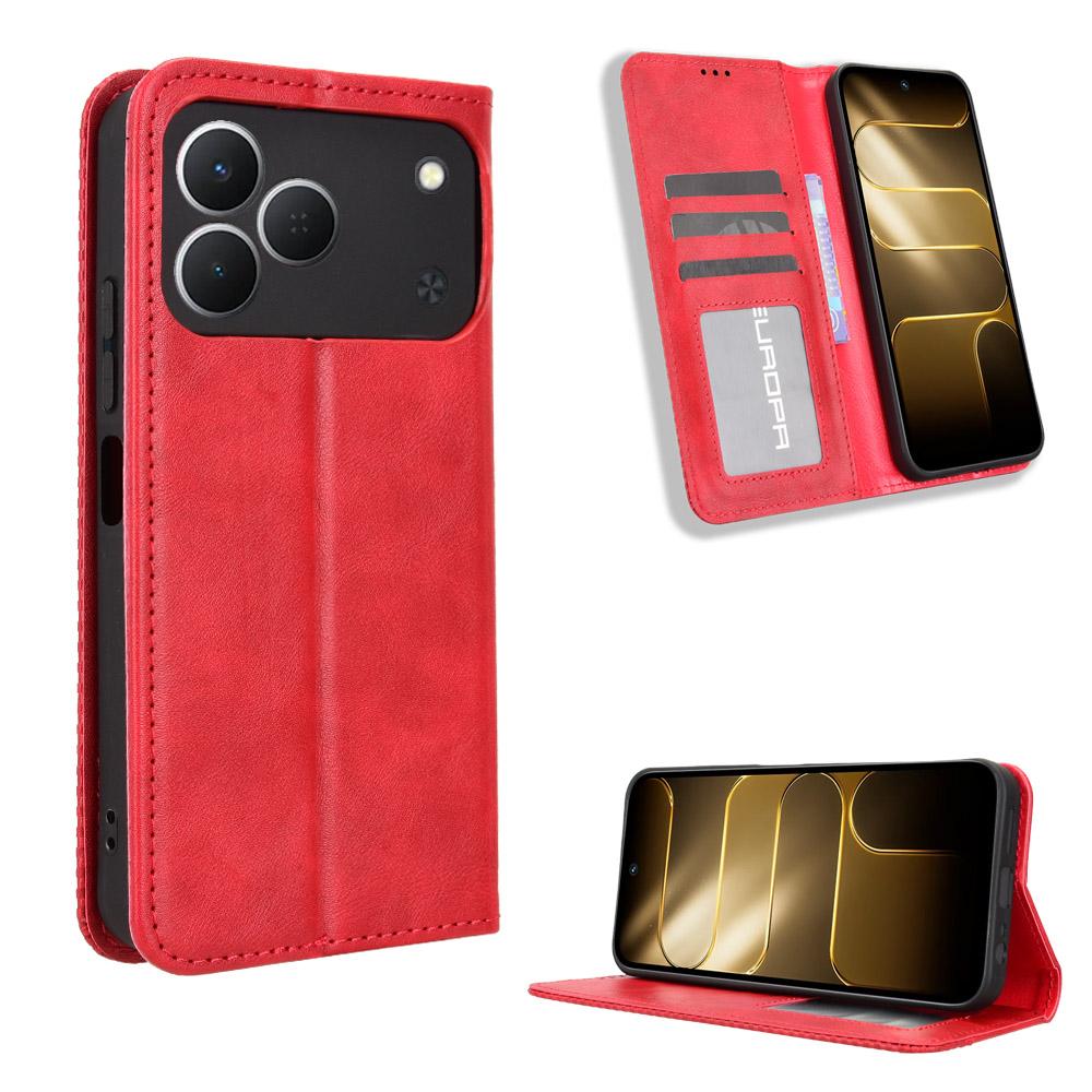 Flip Cover Compatible for Tecno Spark 50 4G Leather Case [Flip Vintage Leather] Shockproof Durable Retro Phone Case