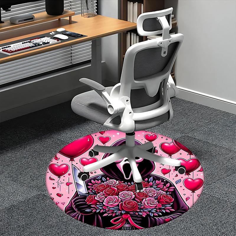 

Scream Mask,Valentine s Day Decor Chair mat Round Rug-Office carpet, Machine Washable, Non-slip, Suitable for Living Rooms, Bedrooms, Entryw 80cm by 80cm