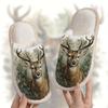 Forest Deer Pattern Cotton Slippers for Men and Women - Autumn/Winter Collection