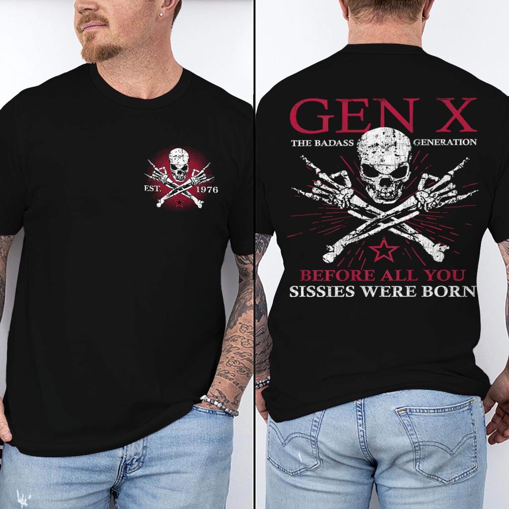 Est 1976 Vintage Gen X Magliette Grafiche Unisex Unisex Divertenti Stampa Generazione X Top Manica Corta Girocollo Maschile Streetwear