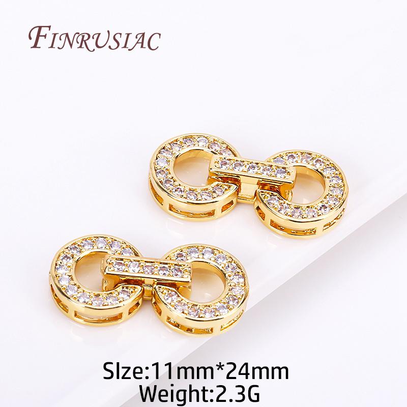 18K Gold Plated Inlaid Zircon Luxury Fastener Connector Clasps,End Beads Fastener Lock Accessories,DIY Jewellery Making Supplies