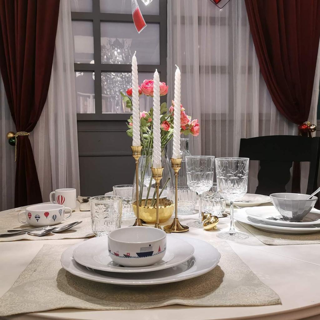 Candle Holders,Set of 6 Candlestick Holders for Taper Candles, Brass Gold Modern Decorative Candle Stick Holder for Table, Mantel, Wedding, Dinning,