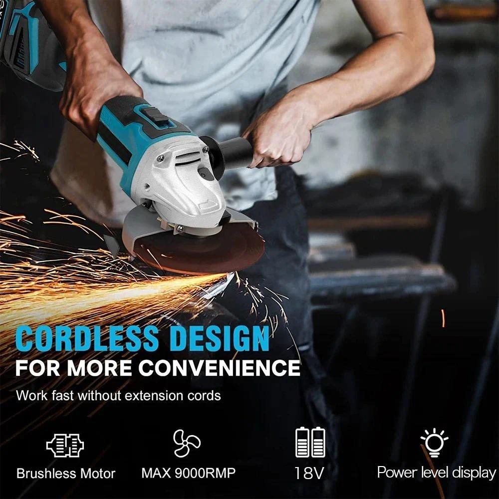 125mm Brushless Angle Grinder Cordless Polishing And Grinding Machine Portable Cutting Power Tool