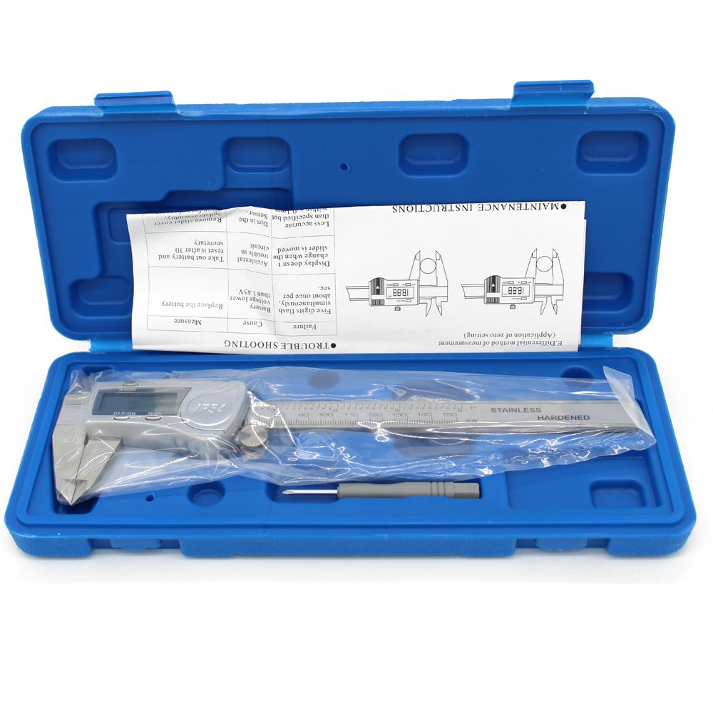 

Цифровой штангенциркуль 150 мм IP54 Водонепроницаемый нержавеющая сталь Электронный штангенциркуль с нониусом Метрический/дюймовый микрометр Измерительный инструмент