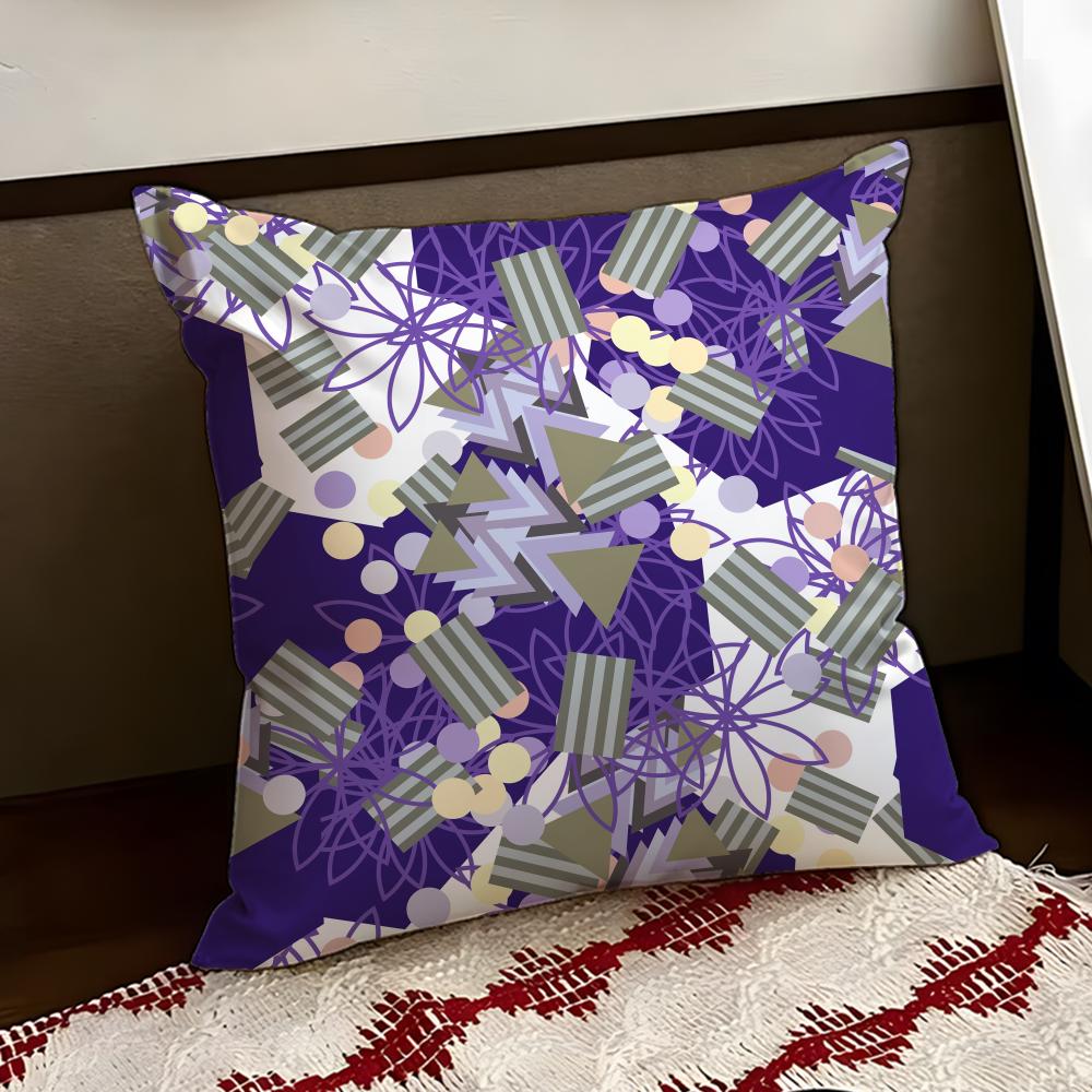Colorful Patchwork Pattern Cushion Cover Reversible Soft Durable Pillow Cover Home Car MultiScene Use for Daily Comfort