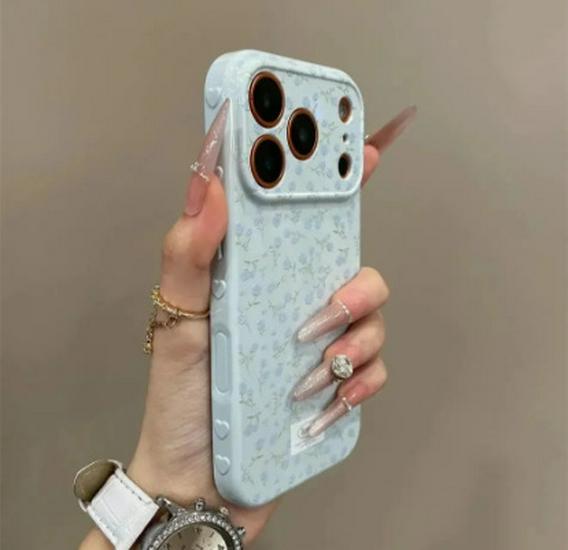 Large Soft Case for Apple 17 Pro Max, Pink Flowers, Heart Design, Full Coverage for 14, 15, 16, 13P