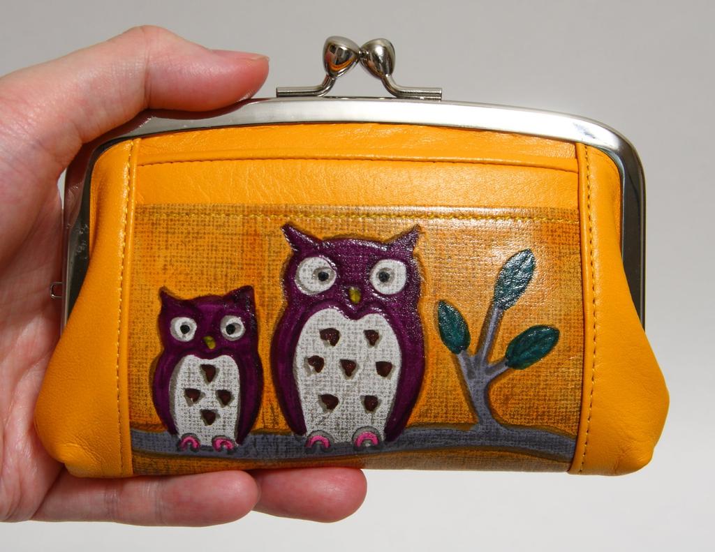 Hasegawa Owl Cowhide Made in Yellow Wallet, Yodogawa-dyed Alkane-dyed Leather, Japan,