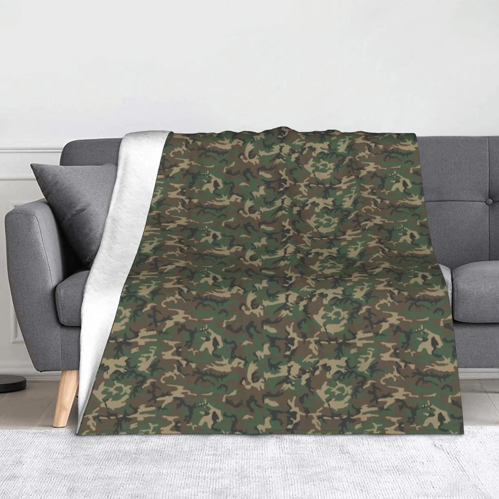 Camo Camouflage Flannel Throw Blankets Sea Texture Blanket for Bed Outdoor Lightweight Thin Plush Thin Quilt