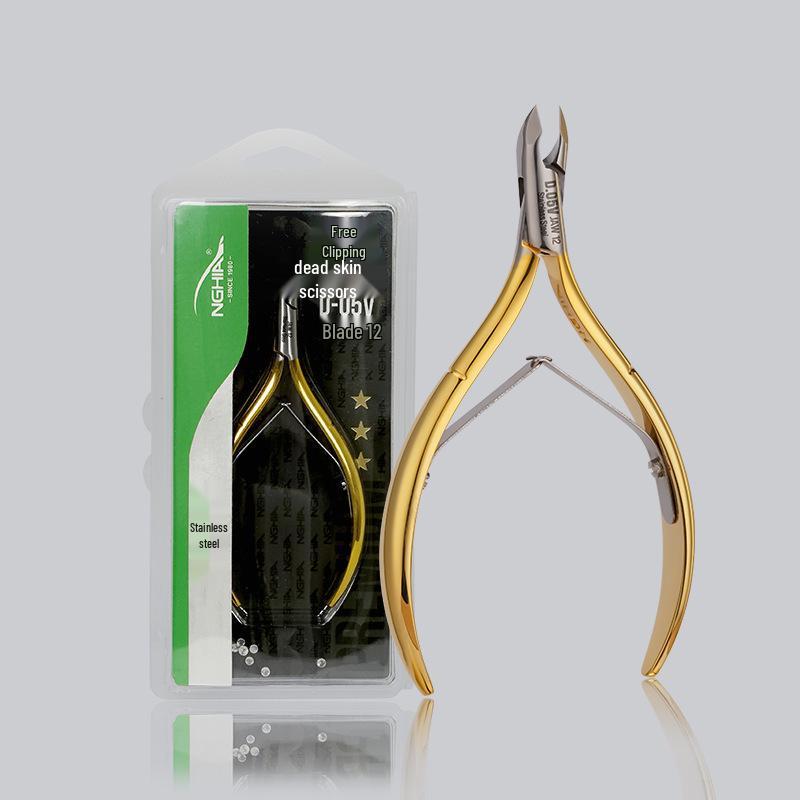 Профессиональные кусачки для ногтей и кутикулы Nghia D05V 12mm blade золотой