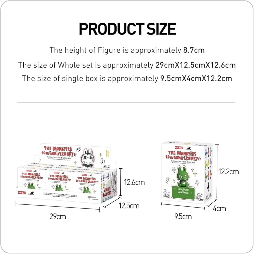 Pop Mart The Monsters 10th Anniversary Assorted Box 9 Pieces Blind Box Figures Premium Toy Original Characters