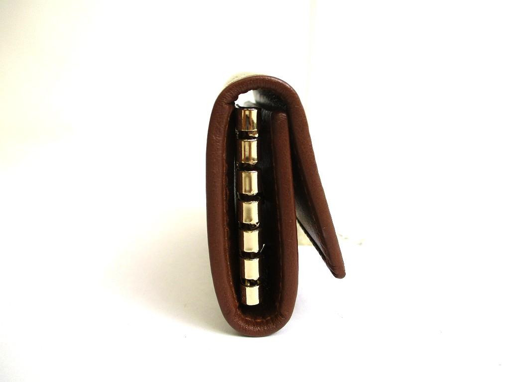 Authentic GUCCI GG Beige Canvas Brown Leather 6 Pics Key Chain #b078  Open box