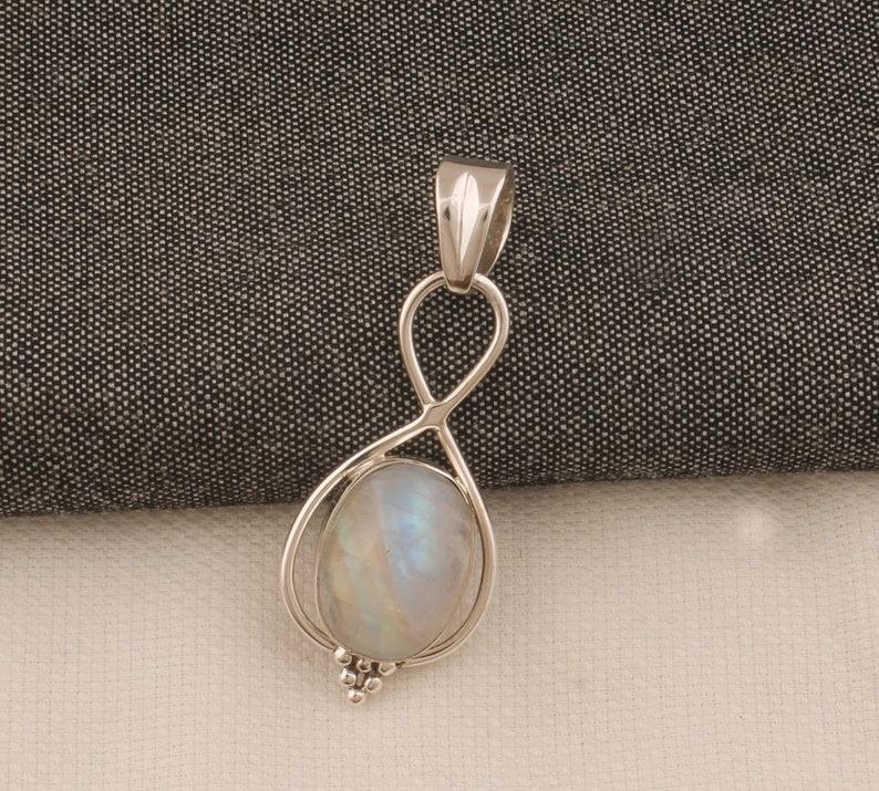 Solid 925 Sterling Silver Moonstone Gemstone Pendant Birthstone Pendant Jewelry Unisex Pendant Silver Jewelry