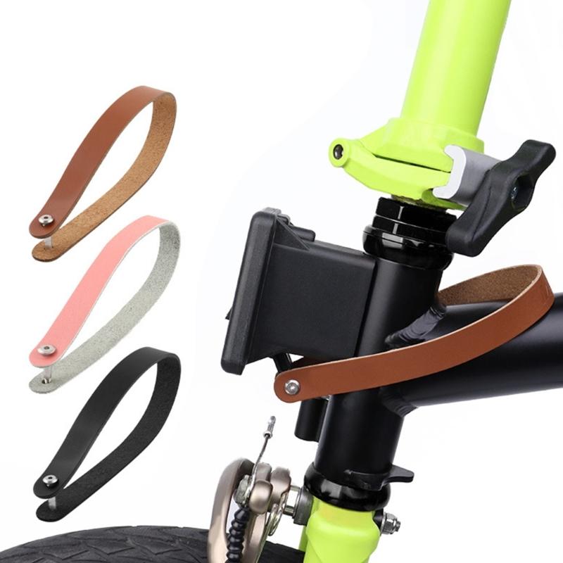 Durability Leather Handle Strap Quickly Release Cowhides Handle Pull Rings for Folding Bike Front Rack