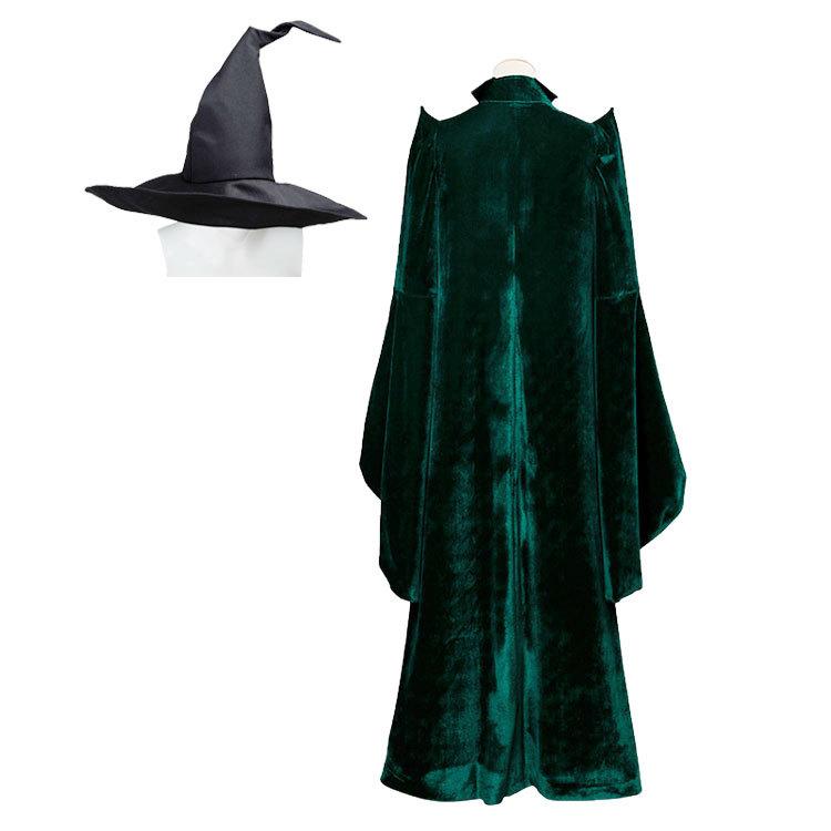 Minerva McGonagall Cosplay Costume Hogwarts Headmistress Robe Halloween Role Play Outfit