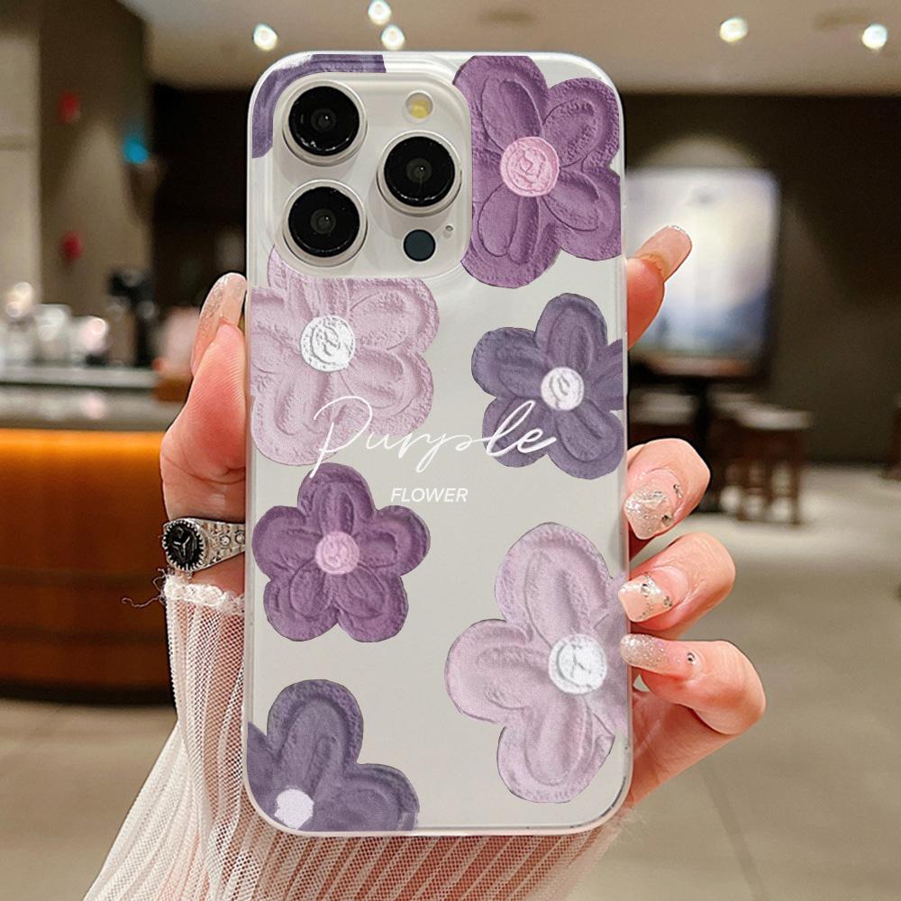 Handyhüllen für iPhone 11 13 15 Pro Max 12 14 Pro Max Hülle iPhone 16 15 Plus 13 Pro 12 Frosted Texture Painted Cartoon Flowers