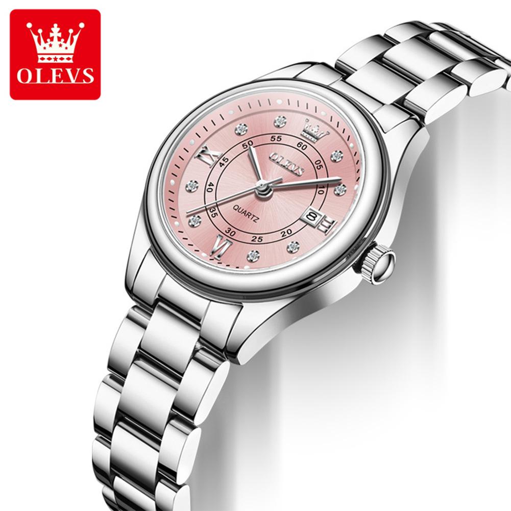 OLEVS New Quartz Watches for Women Solid Steel Strap Elegant Fashion Diamond Dial Woman Watch Waterproof Ladies Wristwatch 5683