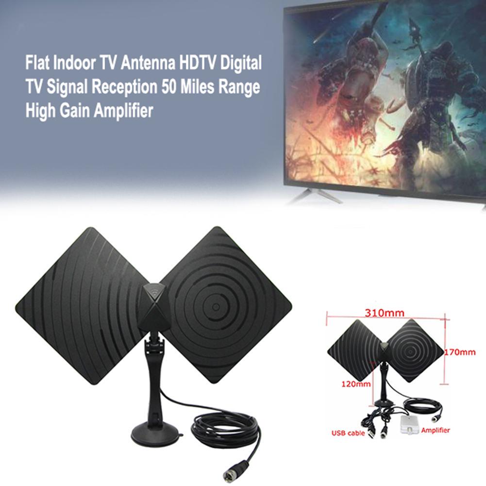 Leadzm 50miles Range Flat HD Digital Indoor Amplified TV Antenna with Amplifier