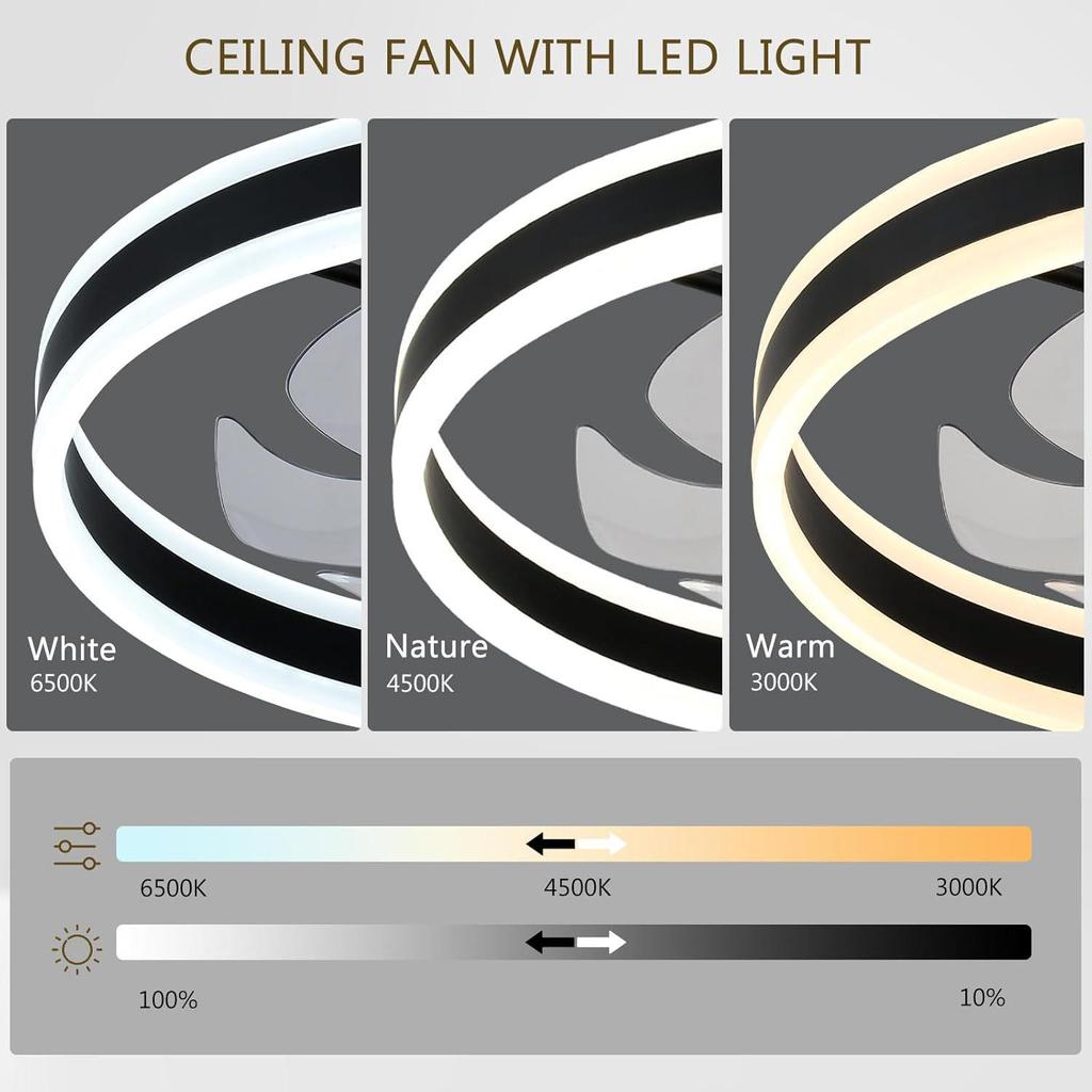 Modern Minimalist Ceiling Fan Light for Bedroom, UL Certified, 110V