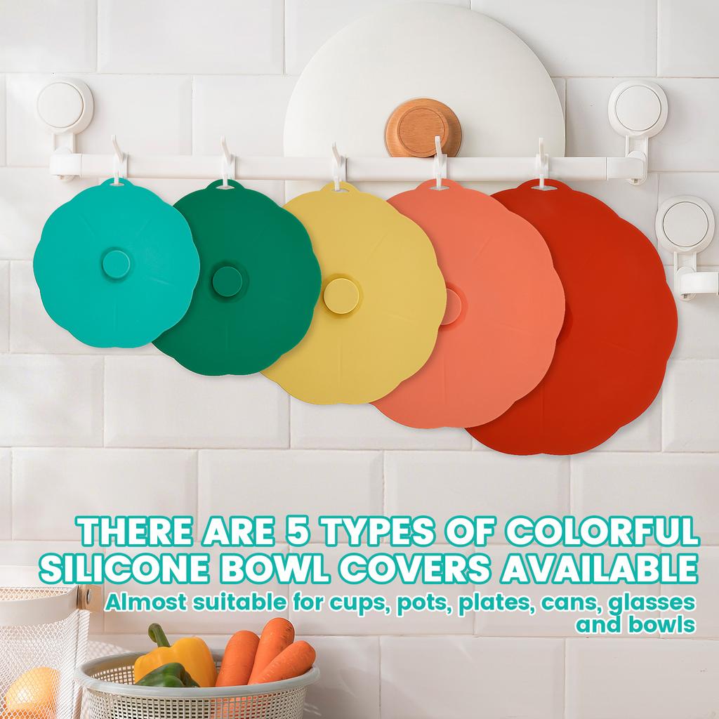 5Pcs Silicone Lids Bowl Preservation Cover Sealed Suction Lid Fits Cups, Bowls, Plates, Pots, Pans, Food Storage Kitchen Gadgets