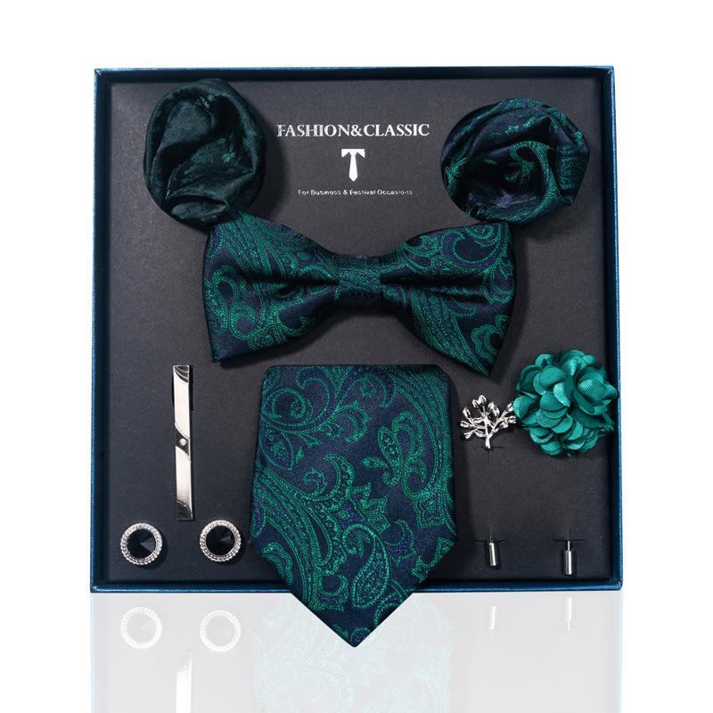 High-End Wedding Groom Tie Pocket Towel Corsage Gift Box Set Men'S Tie