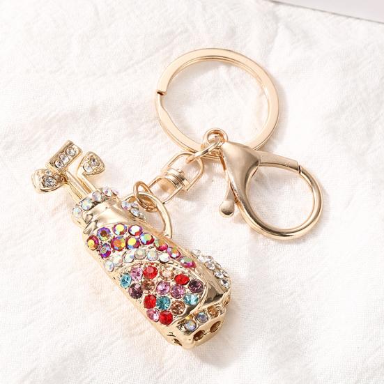 Keychain Pendant Golf Bag Shape Key Holder with Multicolor Rhinestones Anti-Oxidation Lobster Clasp Keyring Backpacks Car Accessory