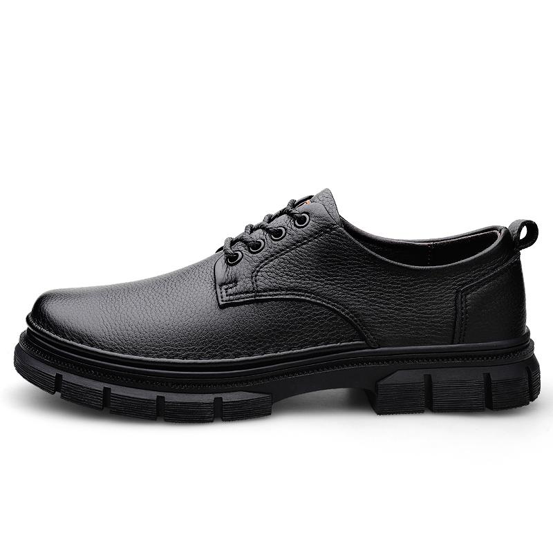 Cow Leather Autumn Platform Shoes for Men Fashion Casual New Designer Derby Shoes Male Low Top Work Ankle Boots Men