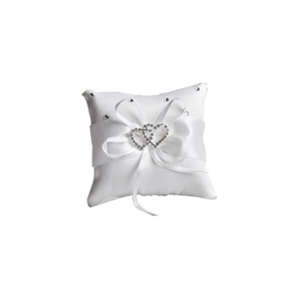 European Double Heart Ring Bearer Pillow Bowknot Ribbon Cushion  Home Wedding Bridal
