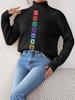 Women's Personalized Imitation Hand-crochet Splicing Machine-woven Top Half Turtleneck Pullover Sweater for Women