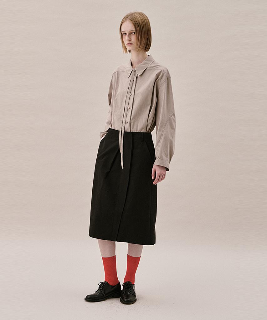 Awi Cotton Flap Skirt_Black