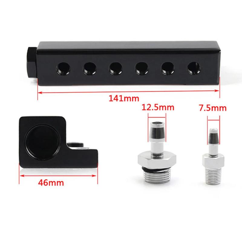 Car Vacuum Block Intake Manifold, Universal 6 Port Vacuum Block Intake Manifold Kit Fuel Gas Wastegate Turbo Boost