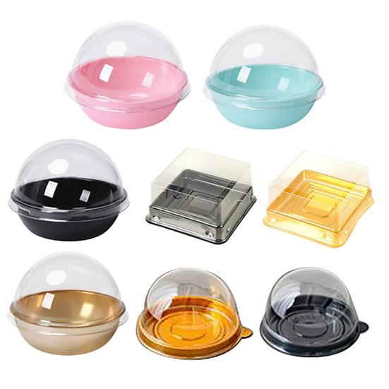 50Pcs Cake Packaging Box Set Transparent Plastic Mini Cupcake Boxes with Secure Lid Bakery Gift Box for Small Cakes Pastries Desserts Cookies